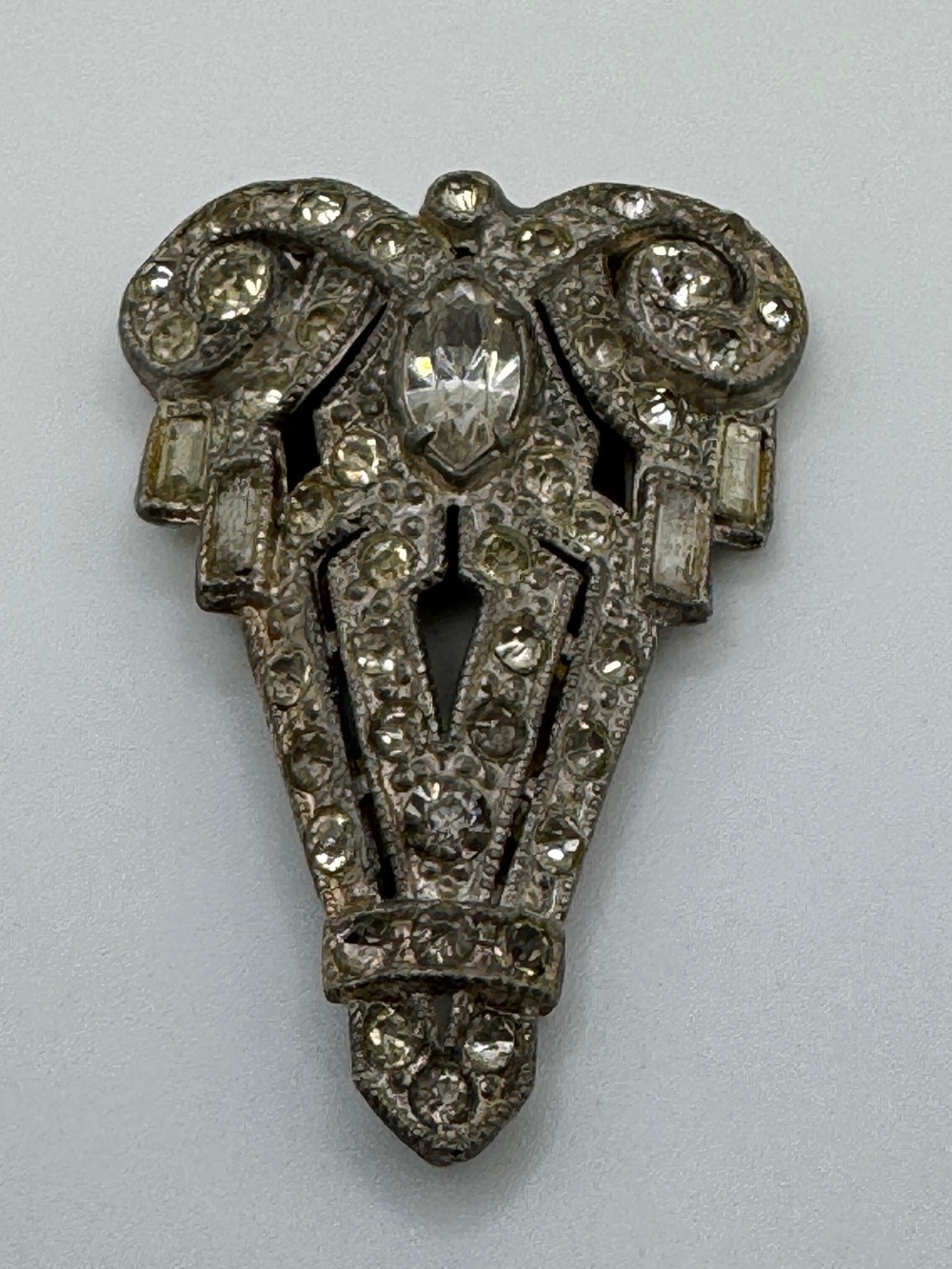 Vintage Art Deco Clear Rhinestone Convertible Fur Clip & Dress Clip Set